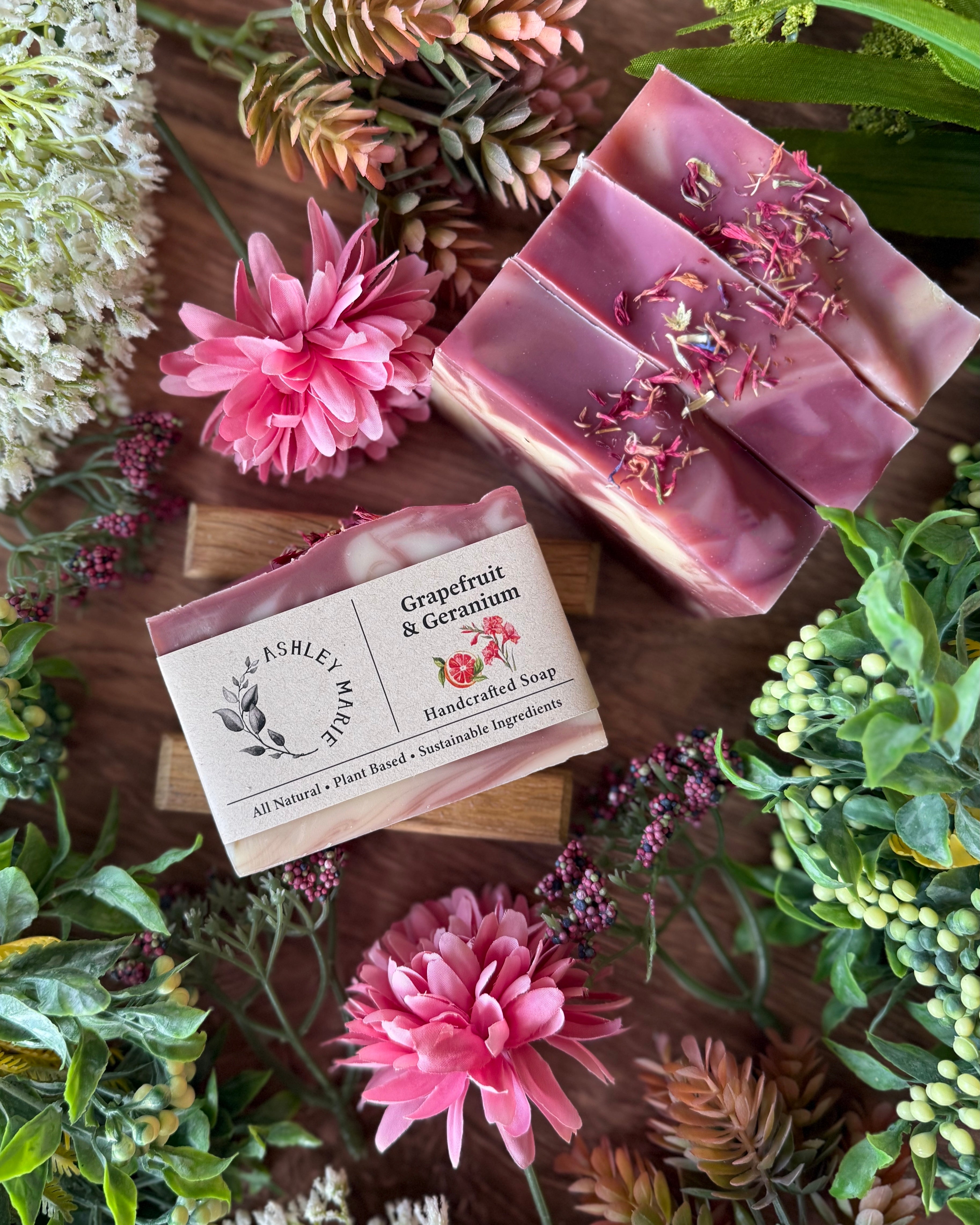 Rose Geranium Soap – Pink Grapefruit Bar | Ashley Marie Soap